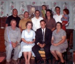 '63 FRONT ALMA, CAROL, LYMAN, HAZEL, BACK, FRIEND, HENRY BUSH, SYLVAN, CONNIE, RUBY, FRED, SLADE.JPG